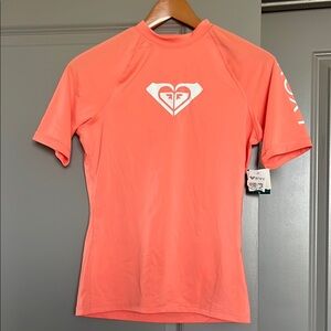 Roxy Short Sleeve Rash Guard in Coral